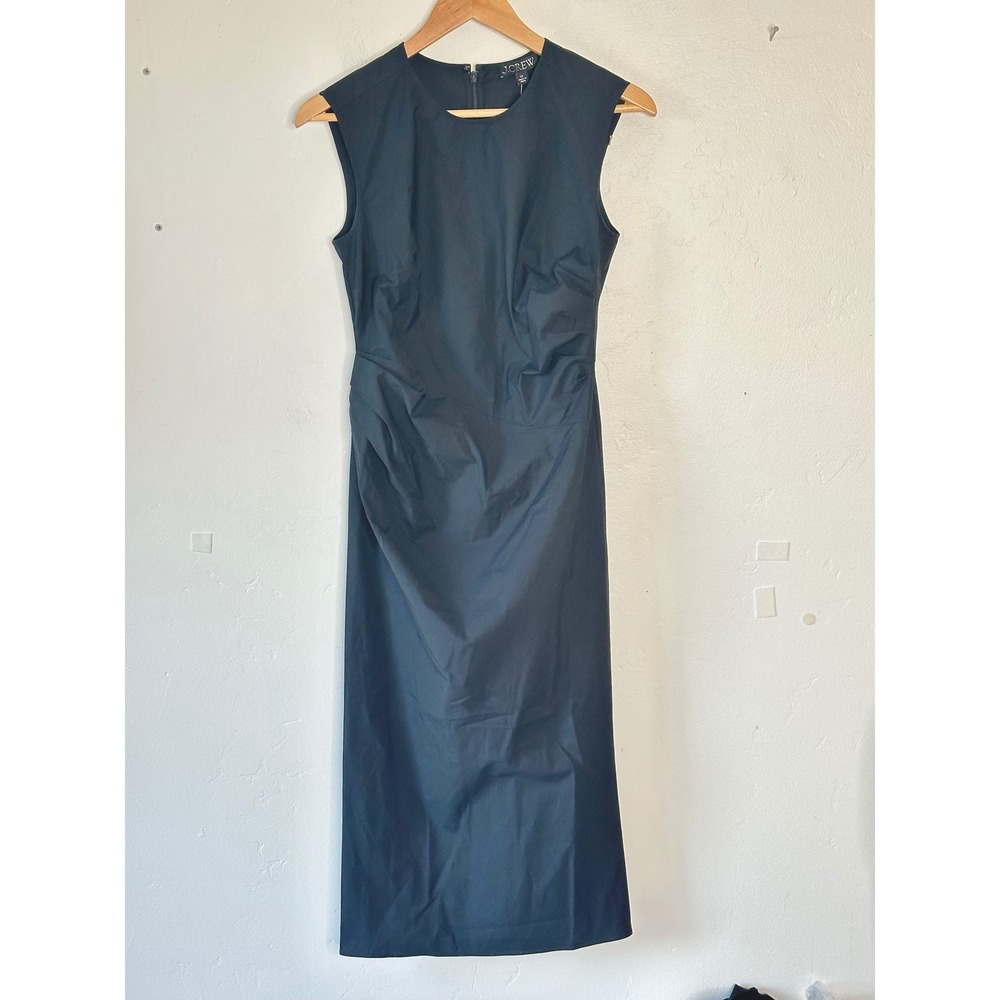 J.Crew Womens Black Ruched Side Sheath Midi Dress 4P NWT
